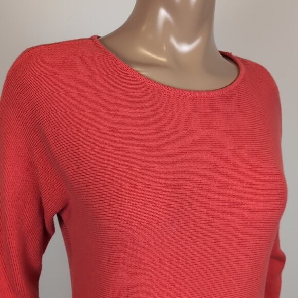 Michael Kors Tunic Sweater Shirttail Knit Gold Zipper Side Pullover Pumpkin Fall - Picture 3 of 12